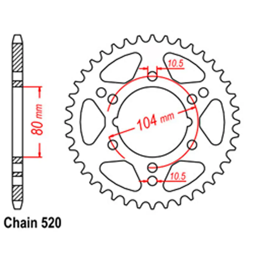 Rear Sprocket - Steel 40T 520P 1
