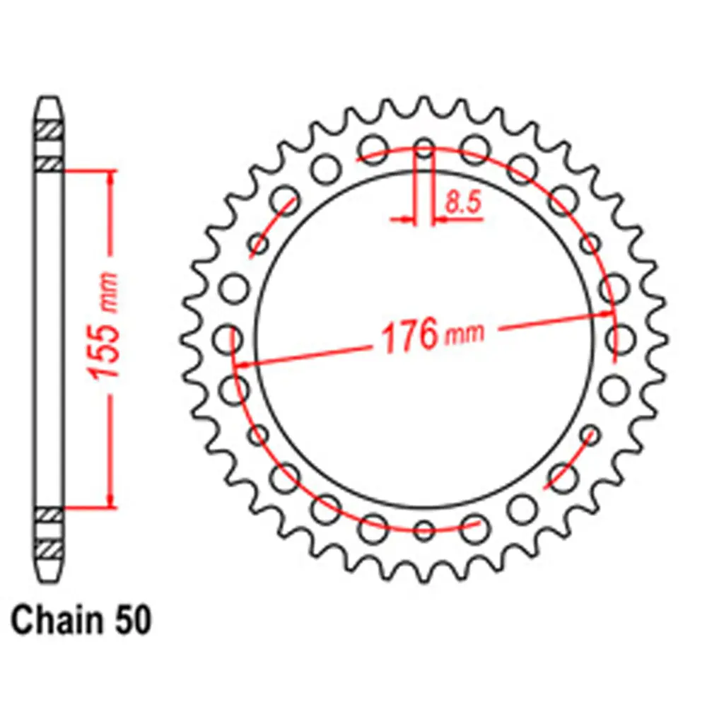 Rear Sprocket - Steel 43T 530P 1