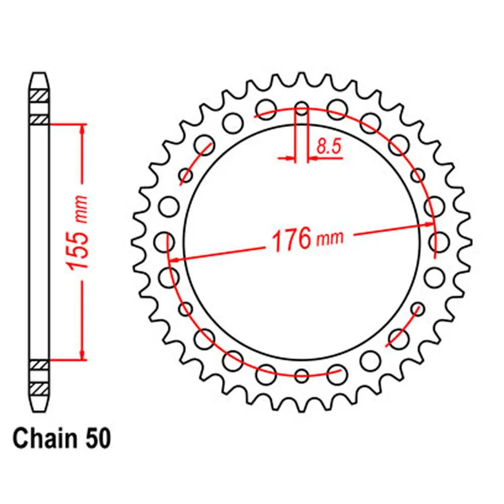 Rear Sprocket - Steel 45T 530P 1