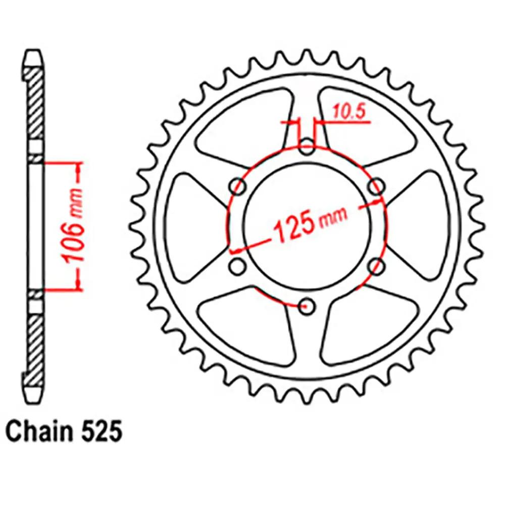 Rear Sprocket - Steel 44T 525P (New 2020) 1
