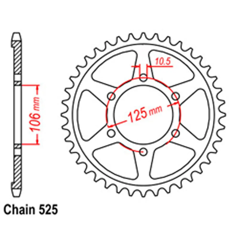 Rear Sprocket - Steel 47T 525P 1