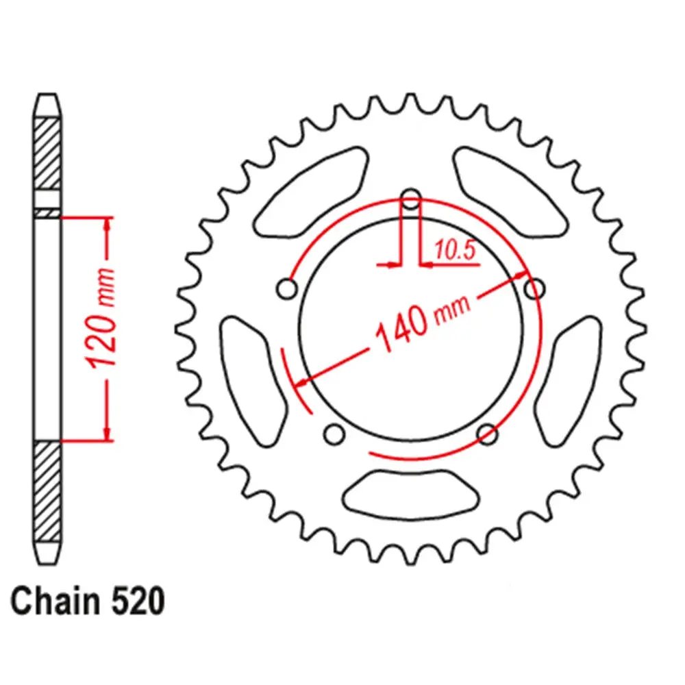 Rear Sprocket - Steel 43T 520P 1
