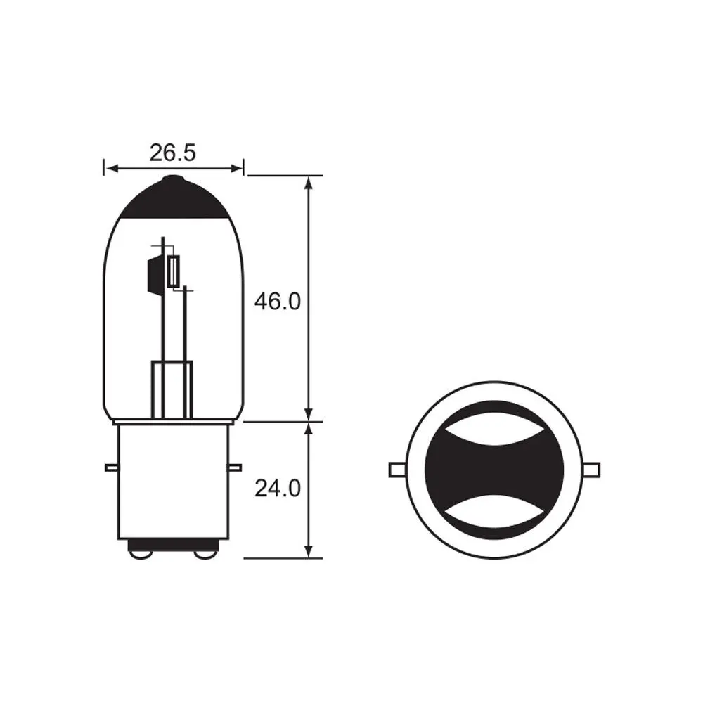 Bulb - Semi Halogen 6V 25/25W - Ba20d 1