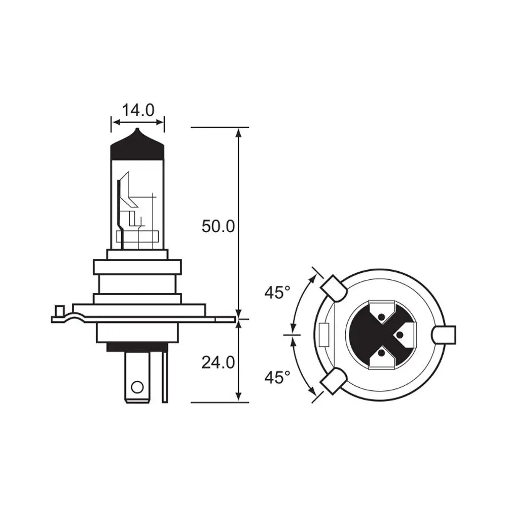 Bulb - Tungsram Extra Life 12V 60/55W - H4 - P43t-38 1