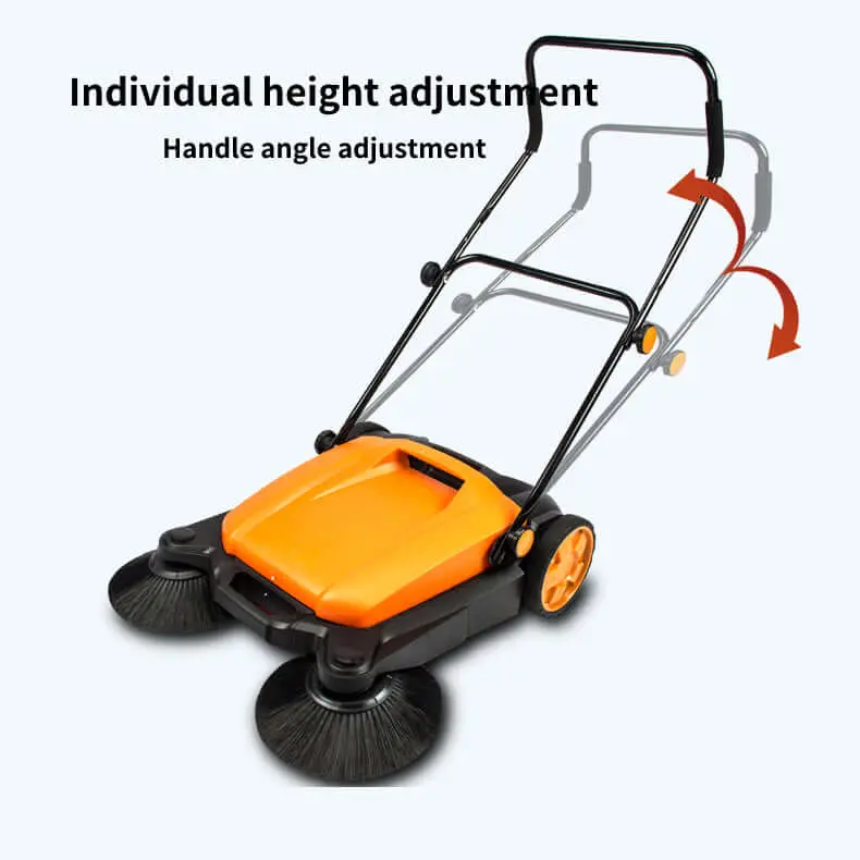 Sm650 27.5" Manual Push Powered Floor Sweeper, Triple Brushes, Indoor And Outdoor 2