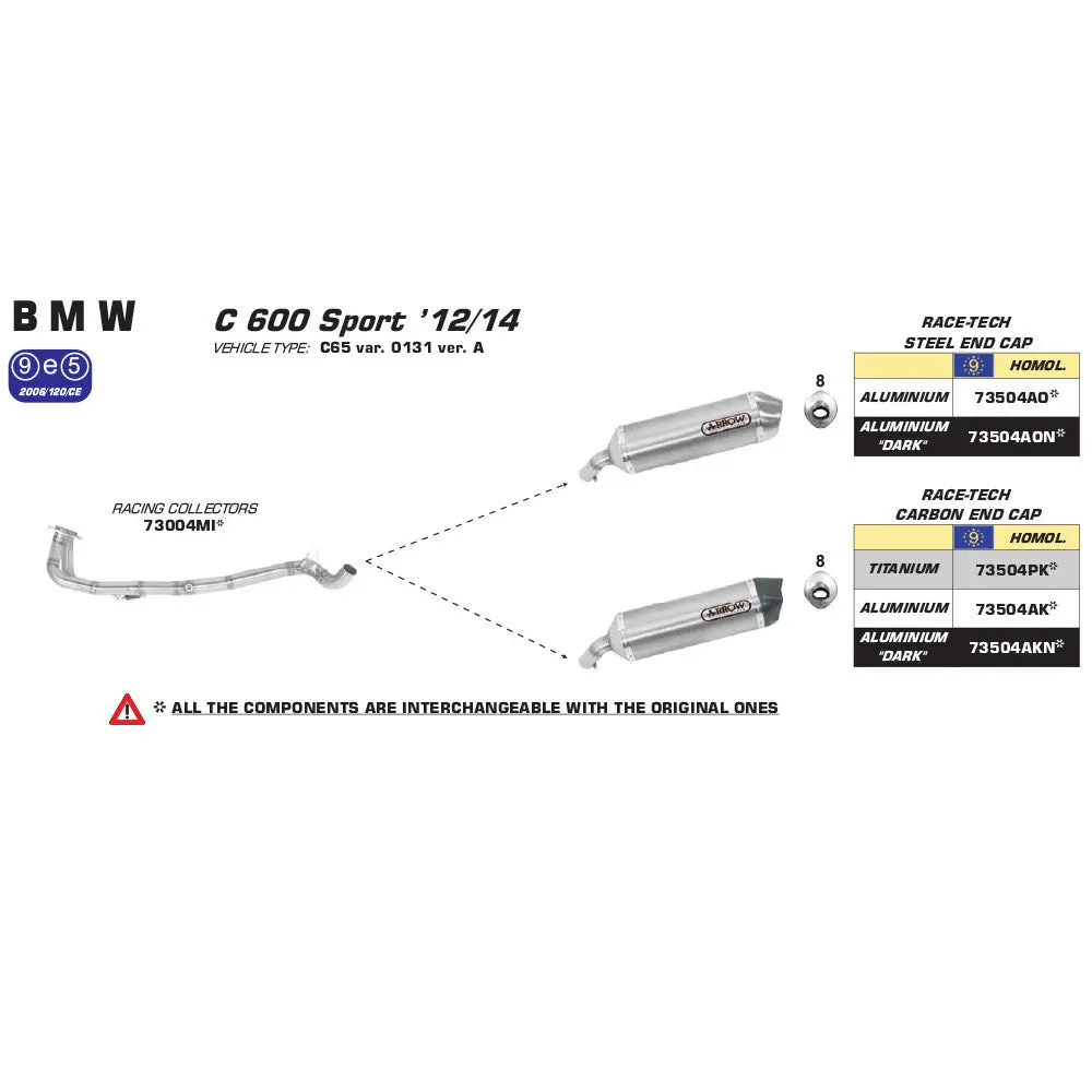 Spc - Arrow 73504Ak [Aoe]: R-Tech Alu Slv W Cbn E/C - Bmw C 600 Sport 12-15 1