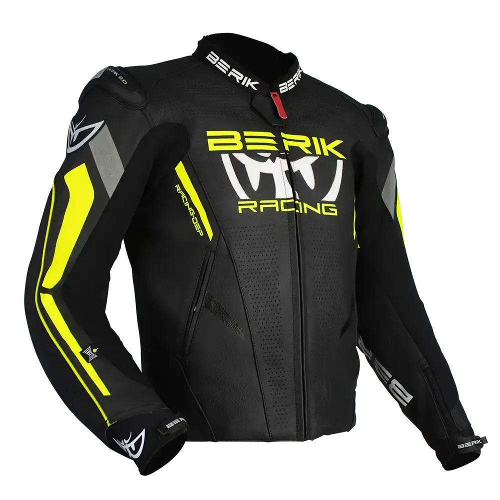 Berik Apex Leather Jacket - Black/Hi-Viz 1