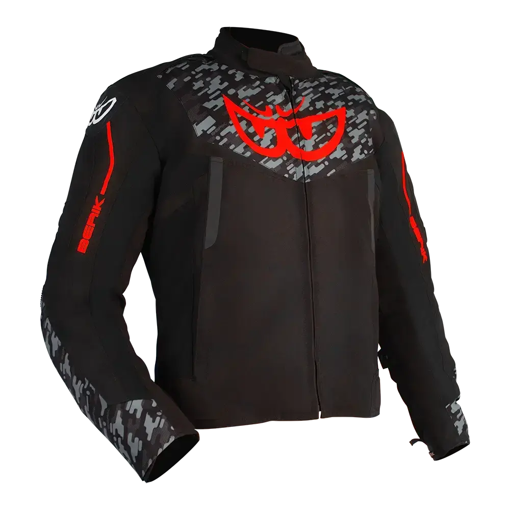 Berik Veloce Motorcycle Jacket - Black/Camo/Fluro-Red 1