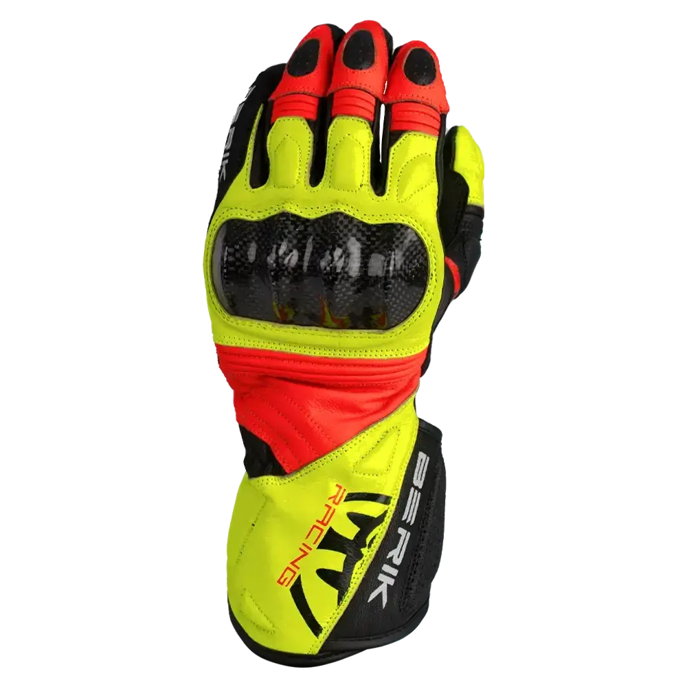 Berik Sp1 Carbon Leather Gloves - Black/Hi-Viz/Red 1