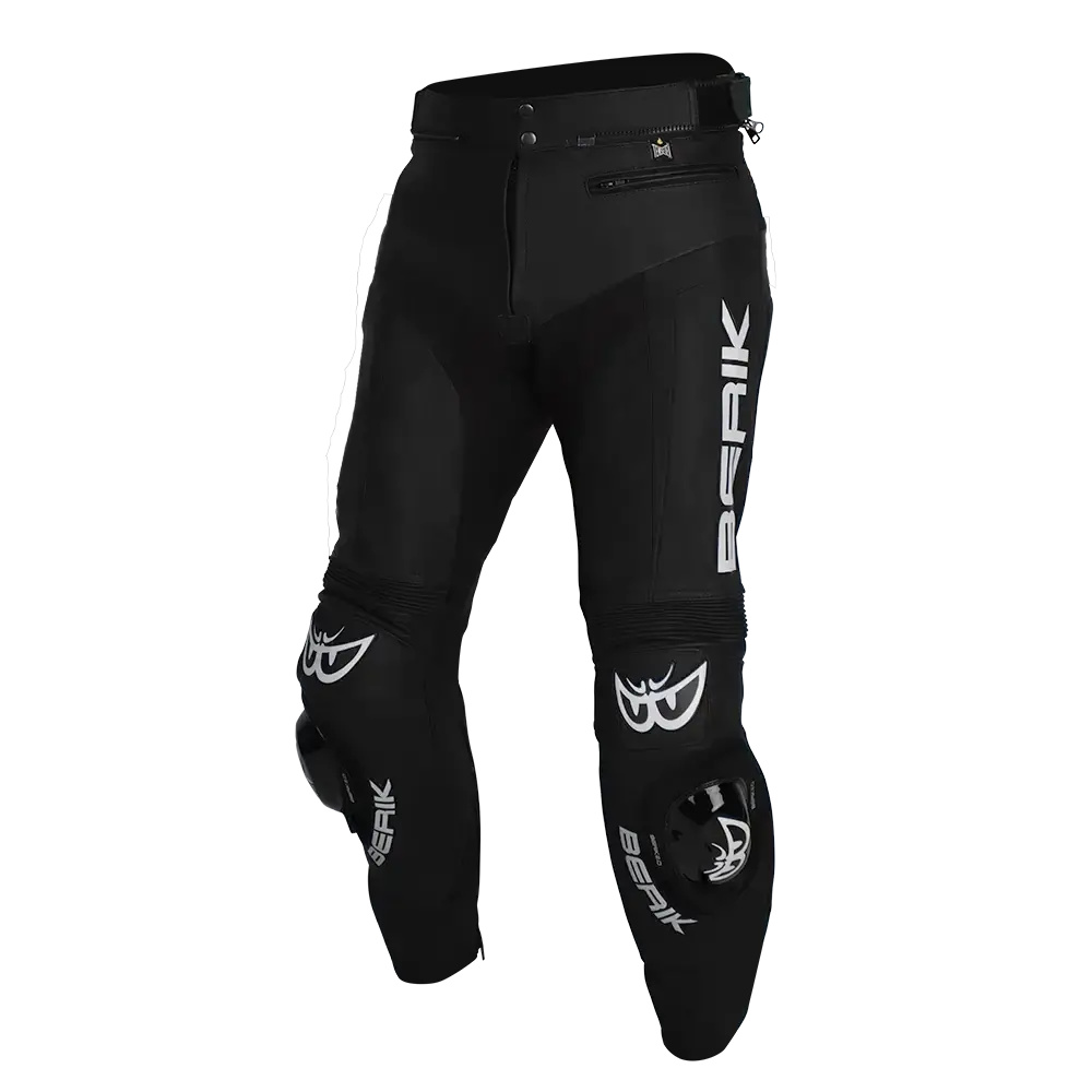Berik Sport Leather Motorcycle Pants - Full Black 1