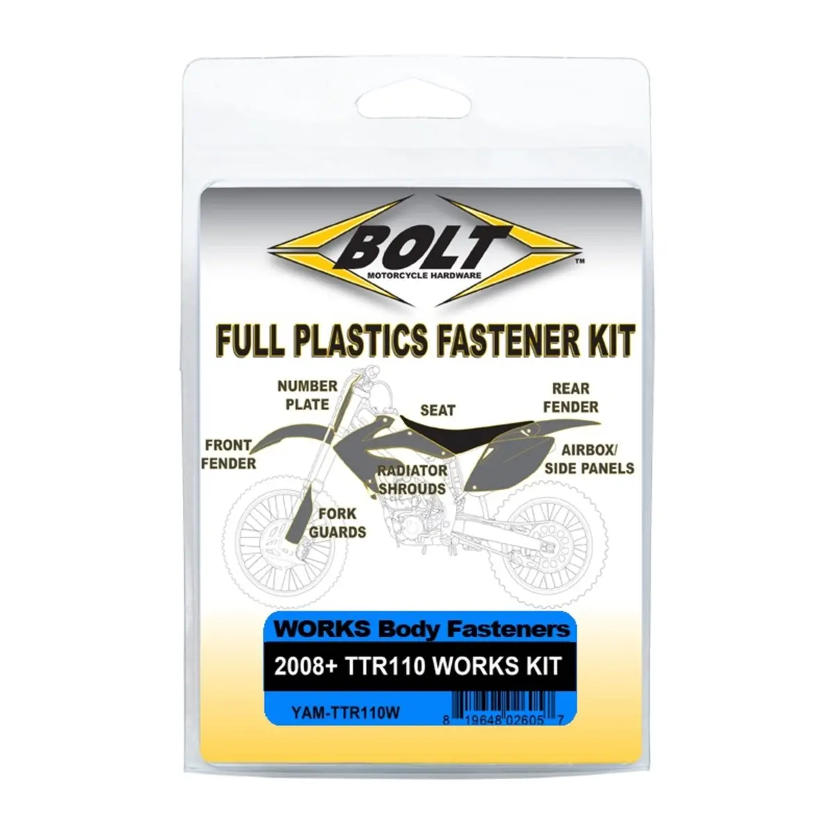 Bolt Body Work Fastener Kit Yamaha Ttr110 '08-Current (Works Kit) 1