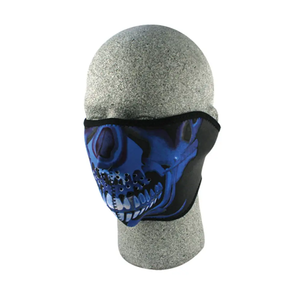 Wnfm024h - Zan Headgear Neo Half Mask Blue Chrome Skull 1