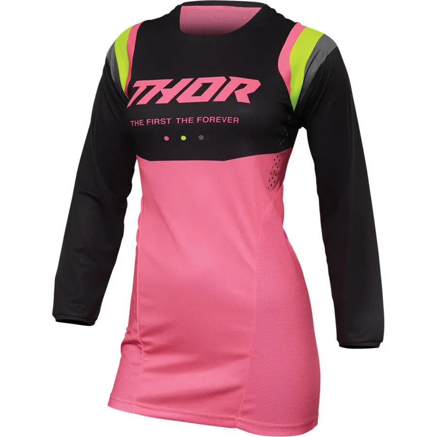 Thor 2024 Pulse Rev Charcoal/Fluro Pink Womens Jersey 1