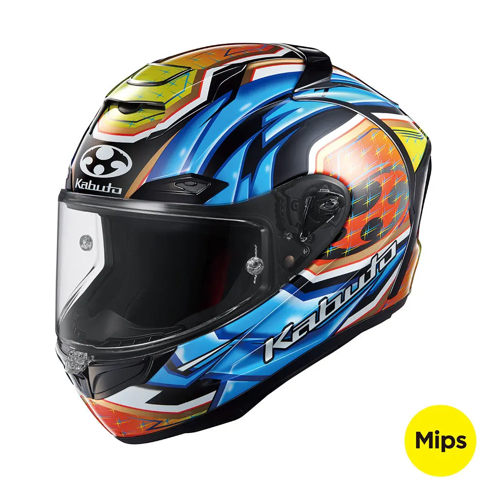Kabuto F17 Gp Mips Glanz Blue Yellow Helmet 3
