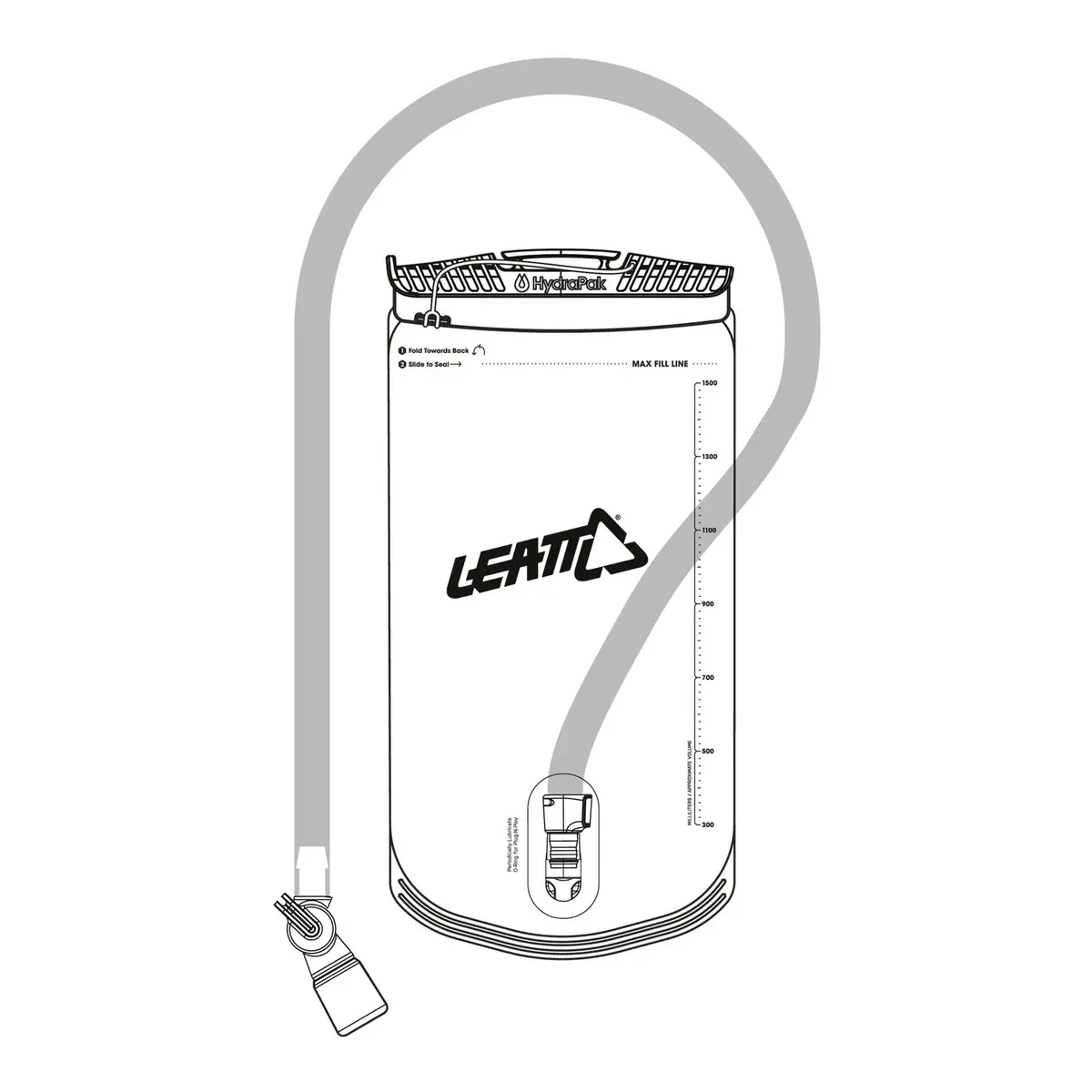 Leatt Hydrapak 1.5L Vertical Bladder With Tube & Bite Valve - Clear 1