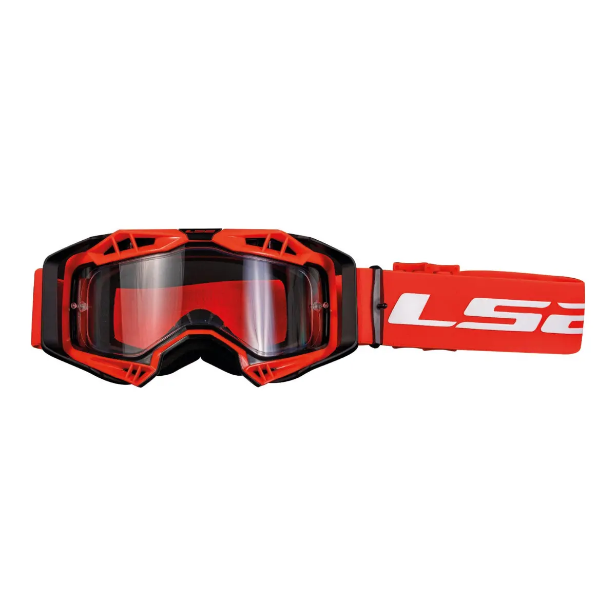 Ls2 Aura Goggle - Red With Clear Lens 1