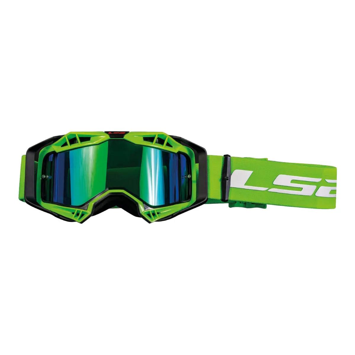 Ls2 Aura Pro Goggle - Hi-Vis Green With Iridium Lens 1