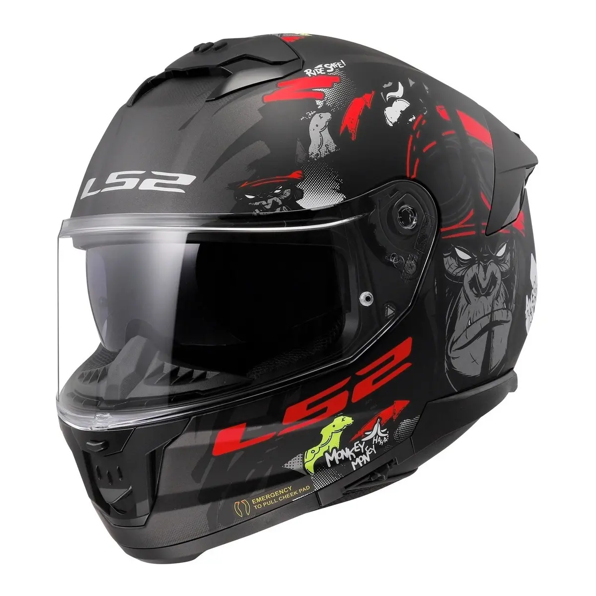 Ls2 Ff808 Stream Ii Angry Monkey Helmet - Matte Black / Red 06 1
