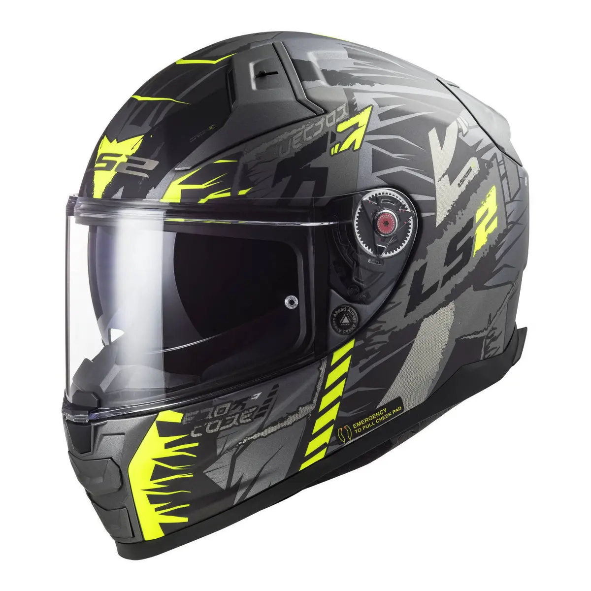 Ls2 Ff811 Vector Ii Techbot Helmet - Matte Titanium / Hi-Vis Yellow 1