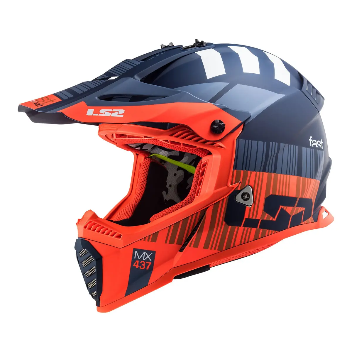 Ls2 Mx437 Fast Evo Xcode Helmet - Matte Blue / Orange 1