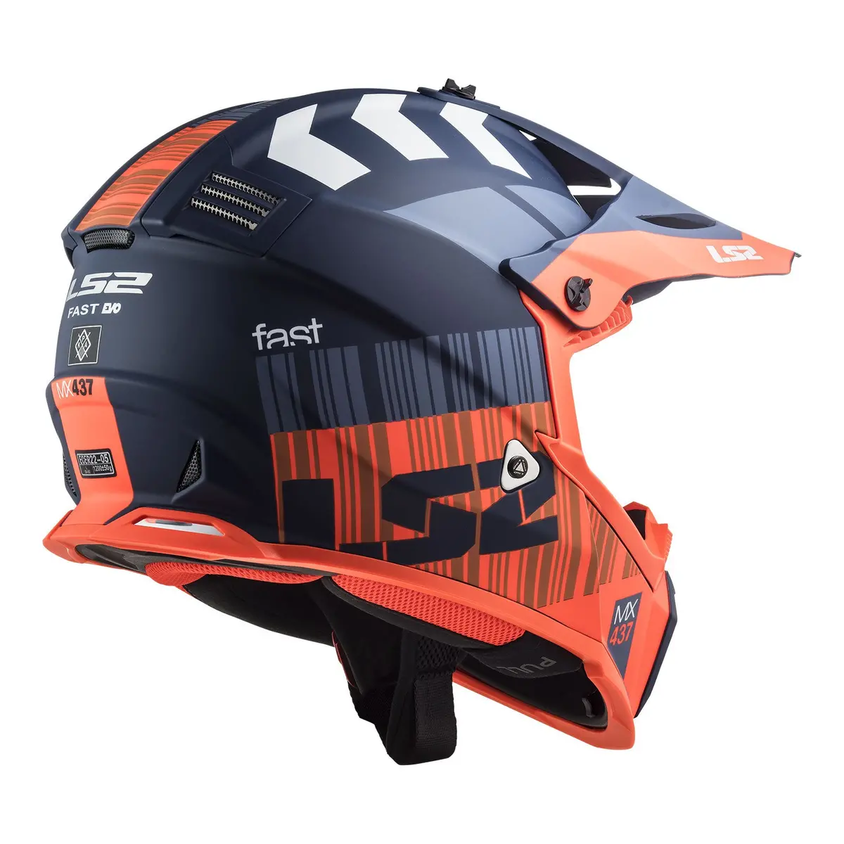 Ls2 Mx437 Fast Evo Xcode Helmet - Matte Blue / Orange 2