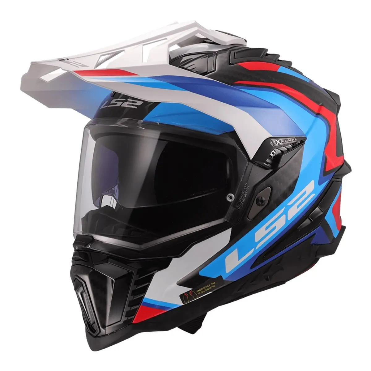 Ls2 Mx701 Explorer Carbon Frontier Ii Helmet - White / Blue / Red 1