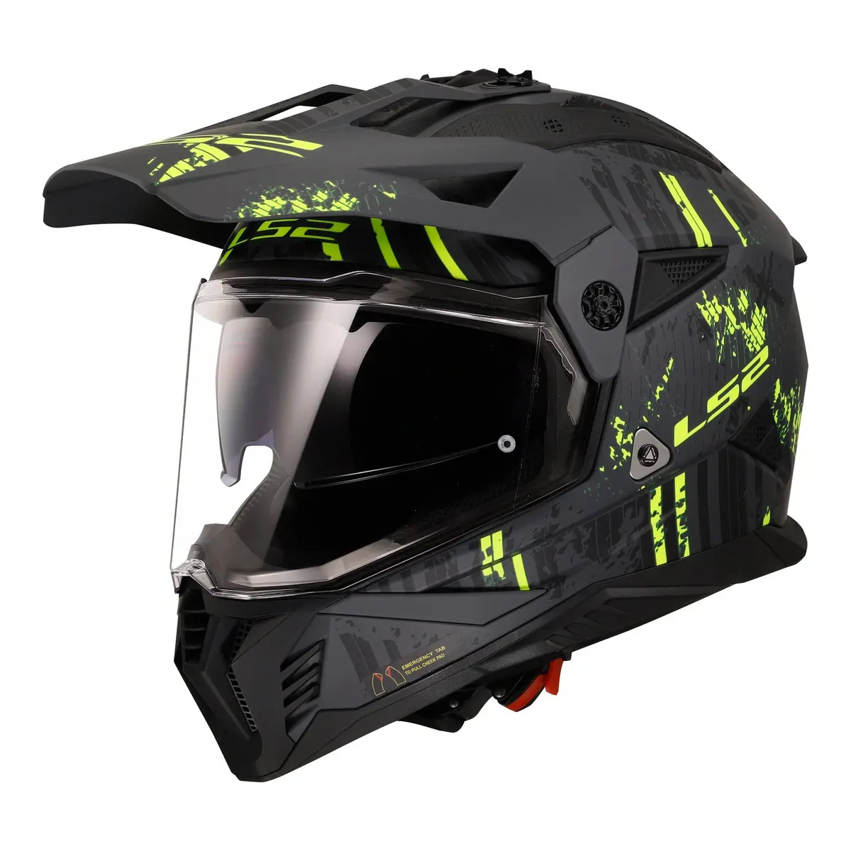 Ls2 Mx702 Pioneer Ii Crazy Helmet - Matte Black / Grey / Hi-Vis Yellow 1