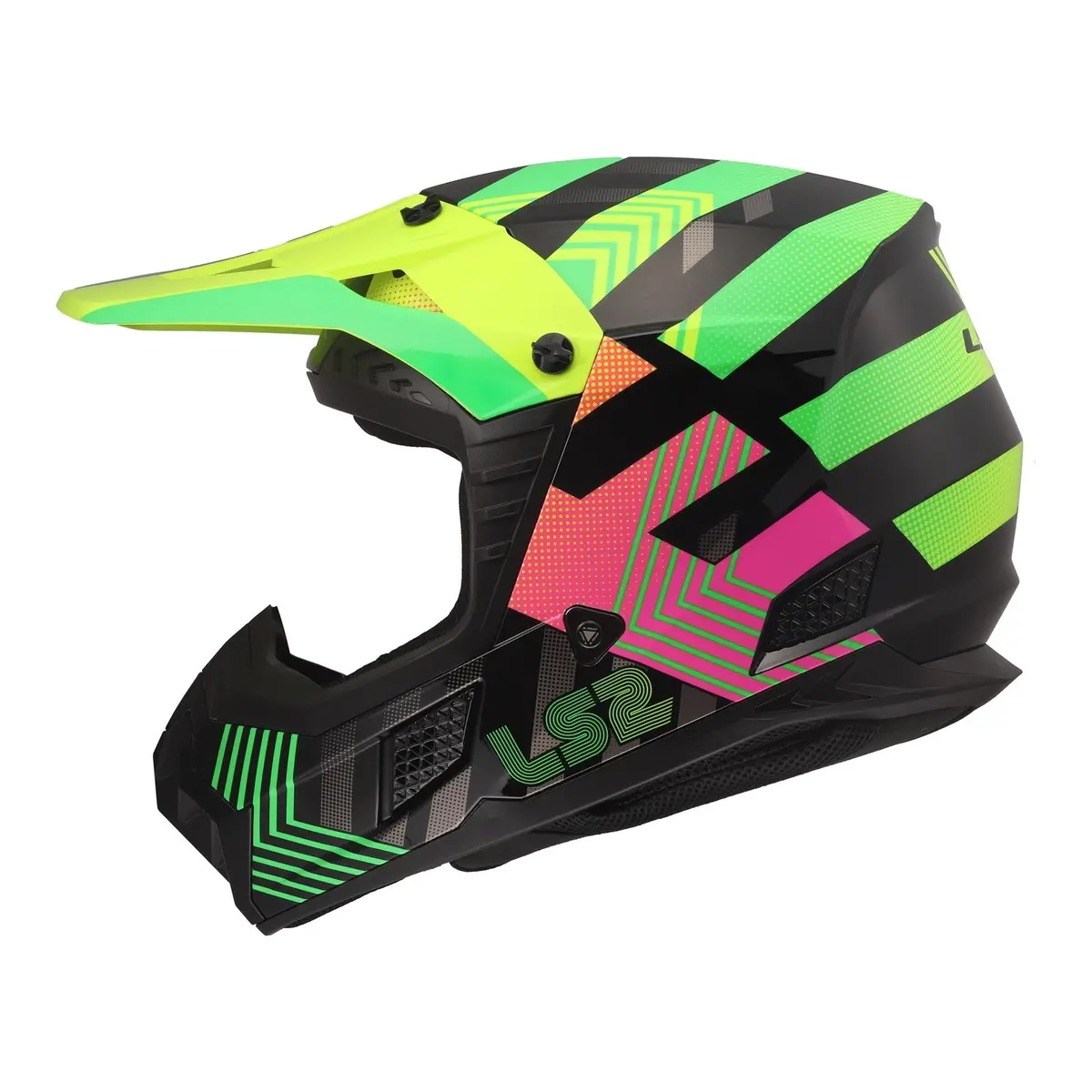 Ls2 Mx706j Coz Chromatic Junior Helmet - Black / Hi-Vis Pink 1