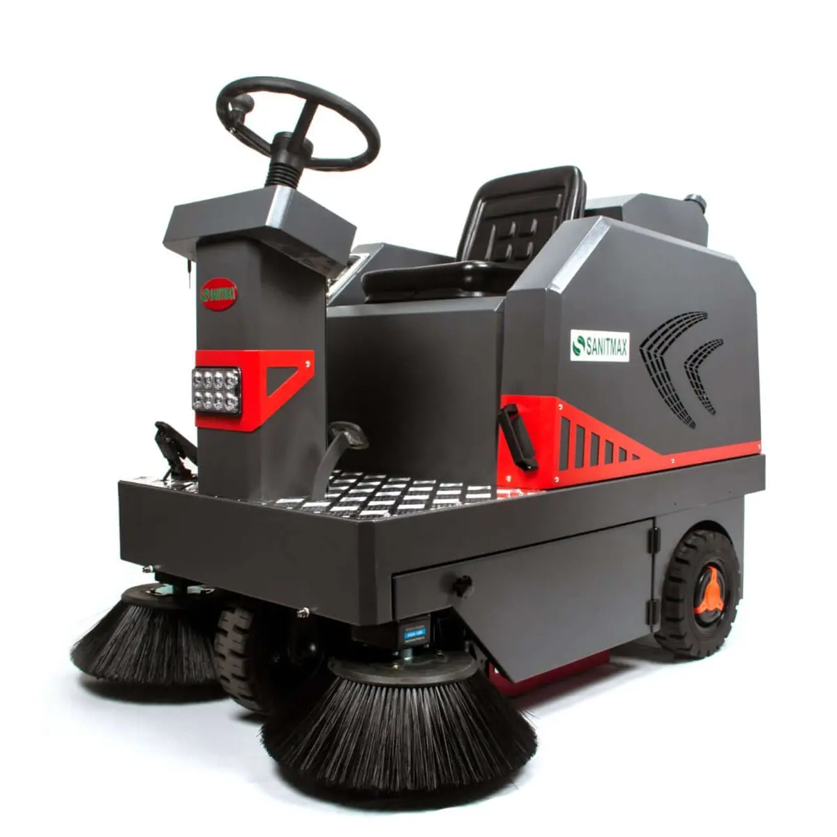 Sm1250 49" Ride-On Industrial Floor Sweeper, 26 Gal Dustbin, Battery Powered Floor Cleaning Machine, 69000 Sqft/H Efficiency 1