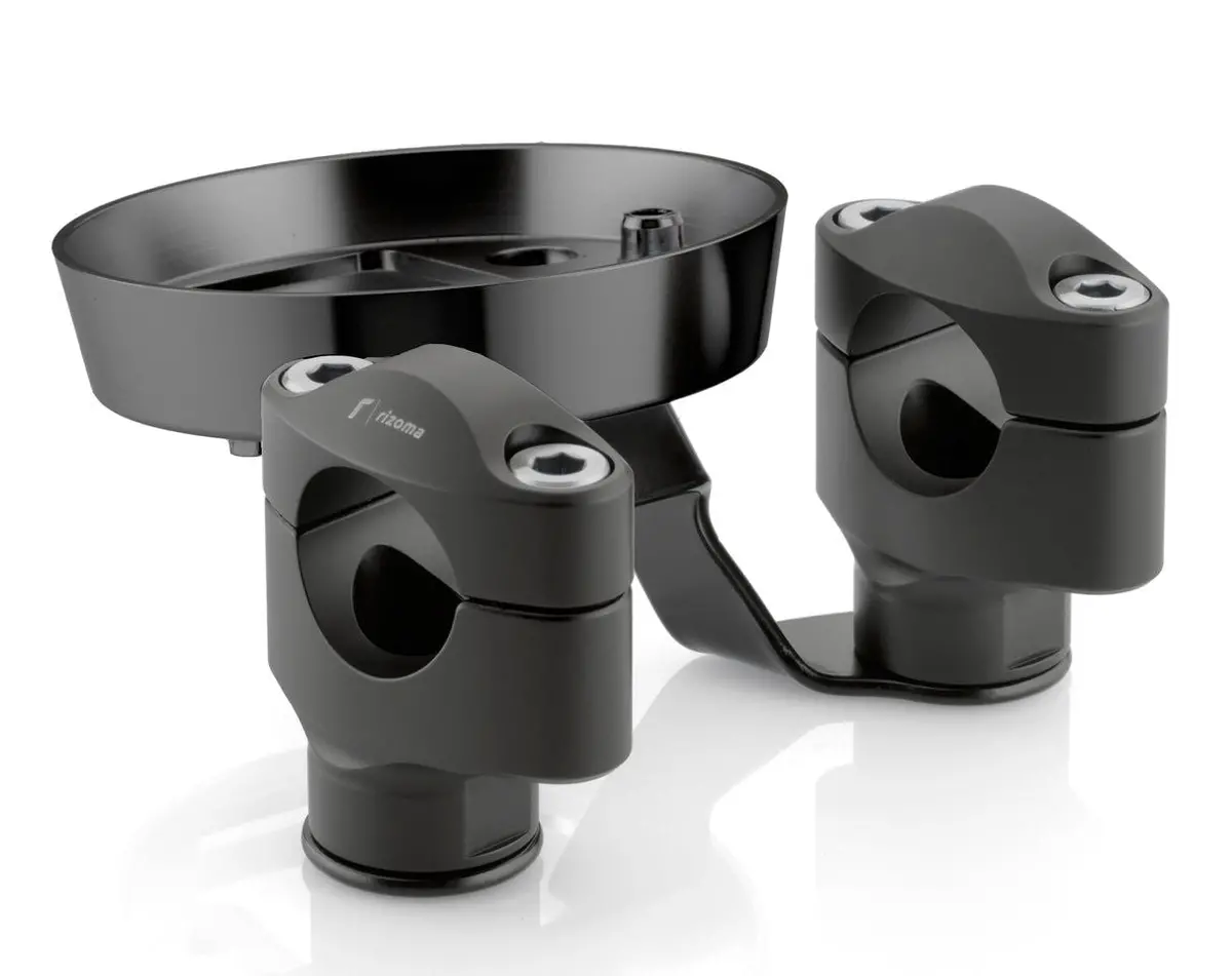 Rizoma 1 1/8" Handlebar Risers W/Speedometer Bracket Black For Ducati Scrambler 800 15-20/Sixty2 16-20 1