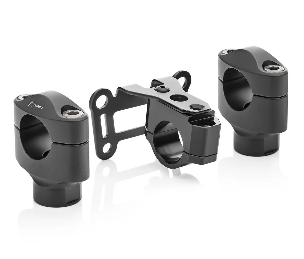 Rizoma 1 1/8" Handlebar Risers W/Speedometer Bracket Black For Kawasaki Z650 17-20 1
