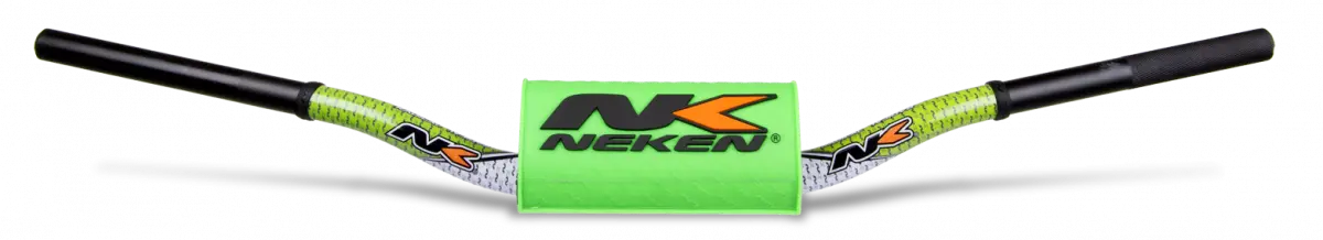 Neken Radical Design Handlebar 85Cc Low (Conical Design/Length 754Mm/Height 102Mm/Sweep 70Mm) White/Green W/Fluro Green Pad 1