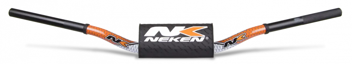 Neken Radical Design Handlebar 85Cc Low (Conical Design/Length 754Mm/Height 102Mm/Sweep 70Mm) White/Orange W/Black Pad 1