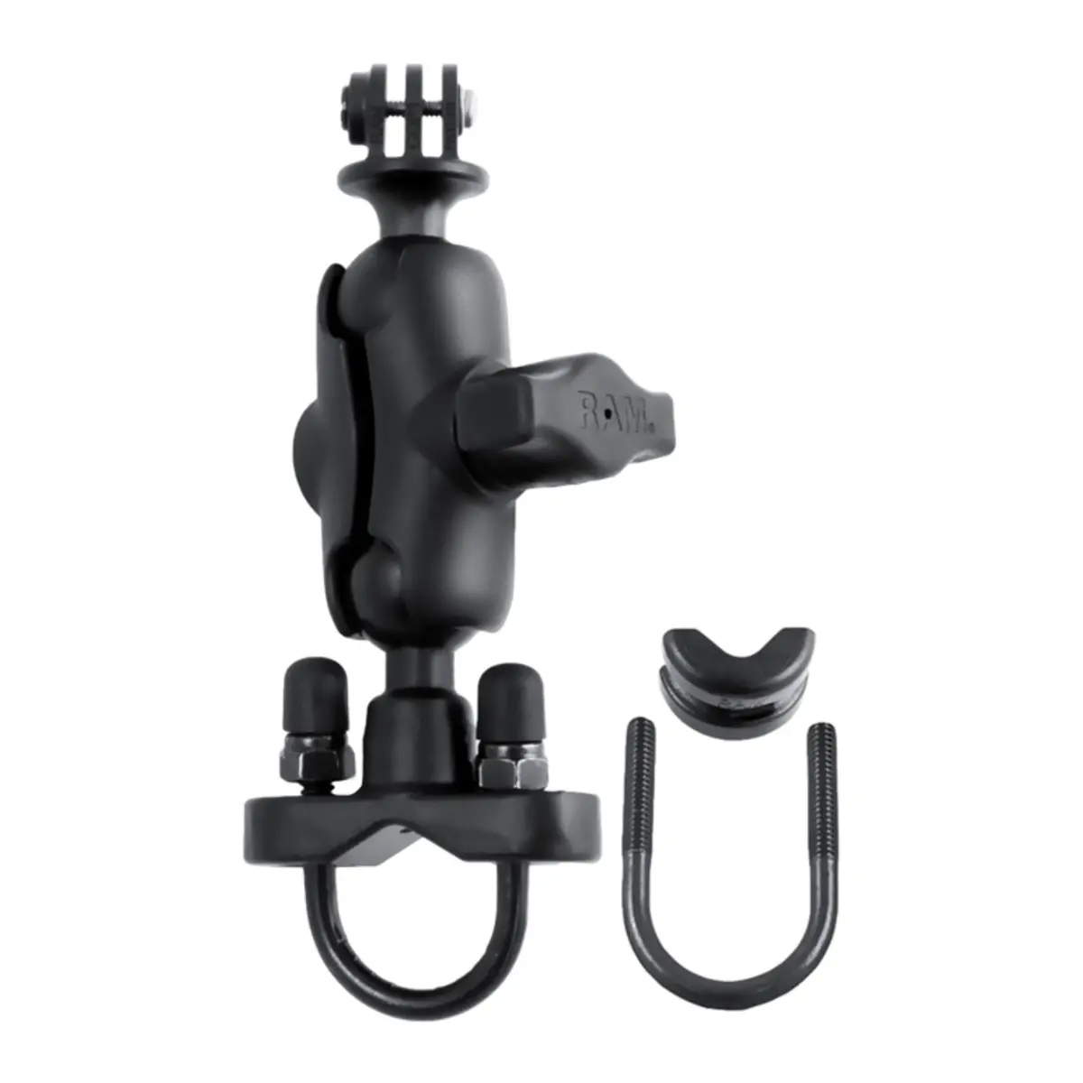 Ram Handlebar U-Bolt Double Ball Mount With Action Camera Adapter 1