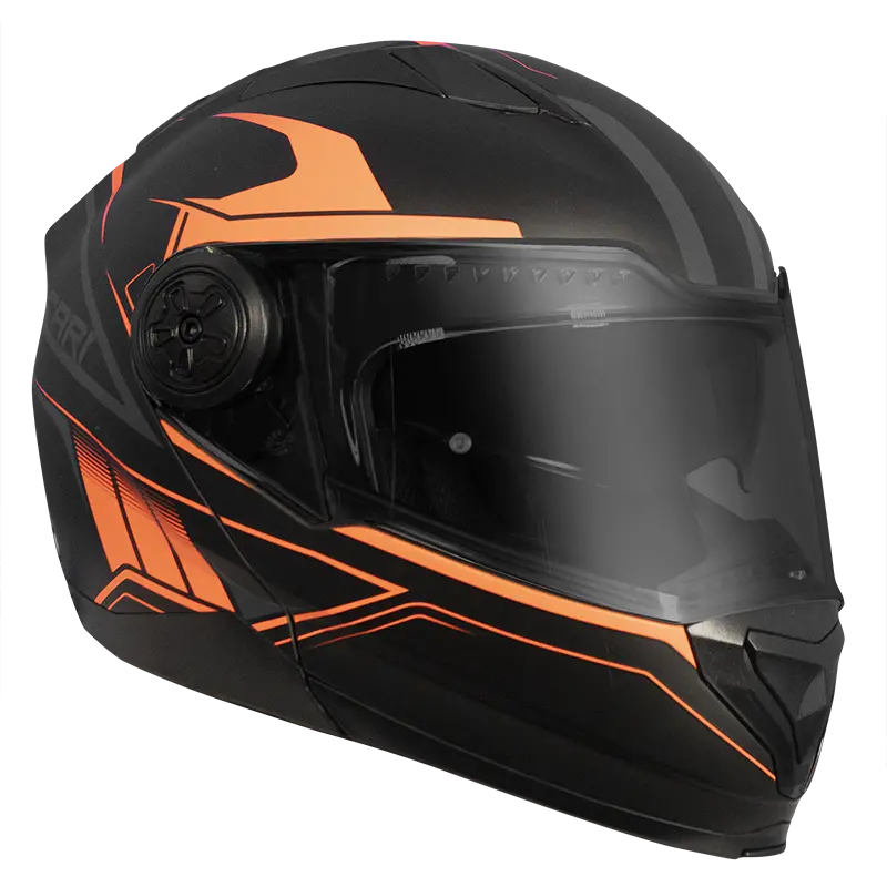 RXT 909 Flip-Up Helmet – Black with Neon Orange Accent
