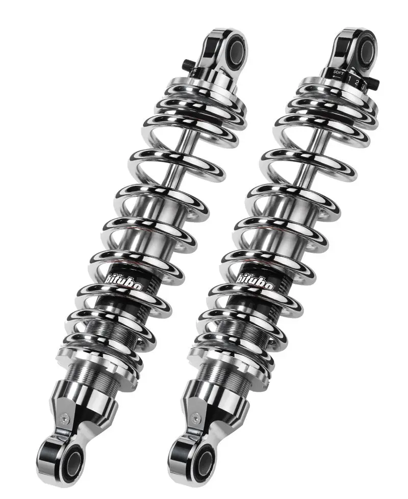 Bitubo Wme43 - Rear Twin Shocks - Chrome Spring [Adjustable: Preload, Rebound] 1
