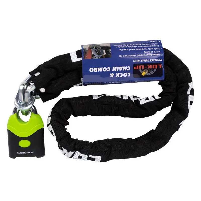 Lok-Up Chain & Padlock (10Mm X 10Mm X 1.5M) Blk/Fluro (Heat-Hardened Chain) #3021 1