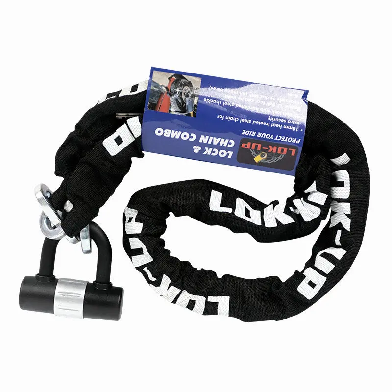Lok-Up Chain & 'U' Padlock (10Mm X 10Mm X 1.5M) Black/Silver Lock (Heat-Hardened Chain) #3008 1