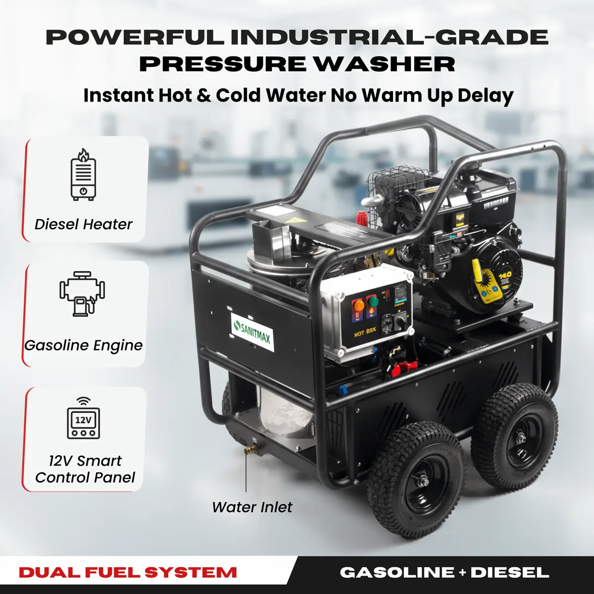 Sm4000 Hot & Cold Water Gas Pressure Washer – 4,000 Psi, 4.0 Gpm, Diesel Heated, Professional Contractor System 2
