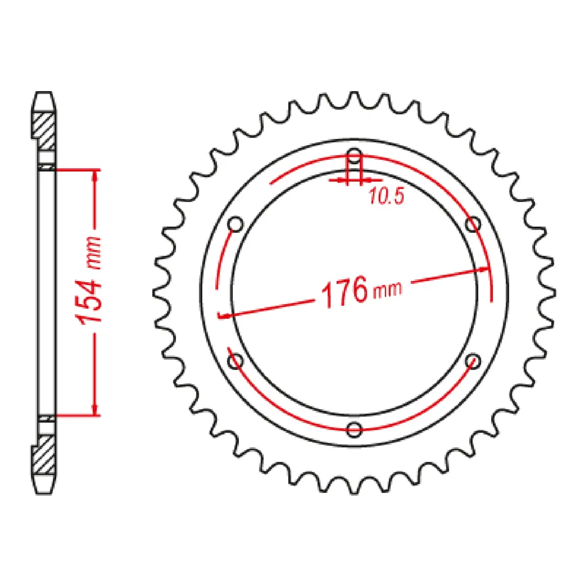 Sprocket Rear Mtx 1346 44T #525 11-1346-44 1