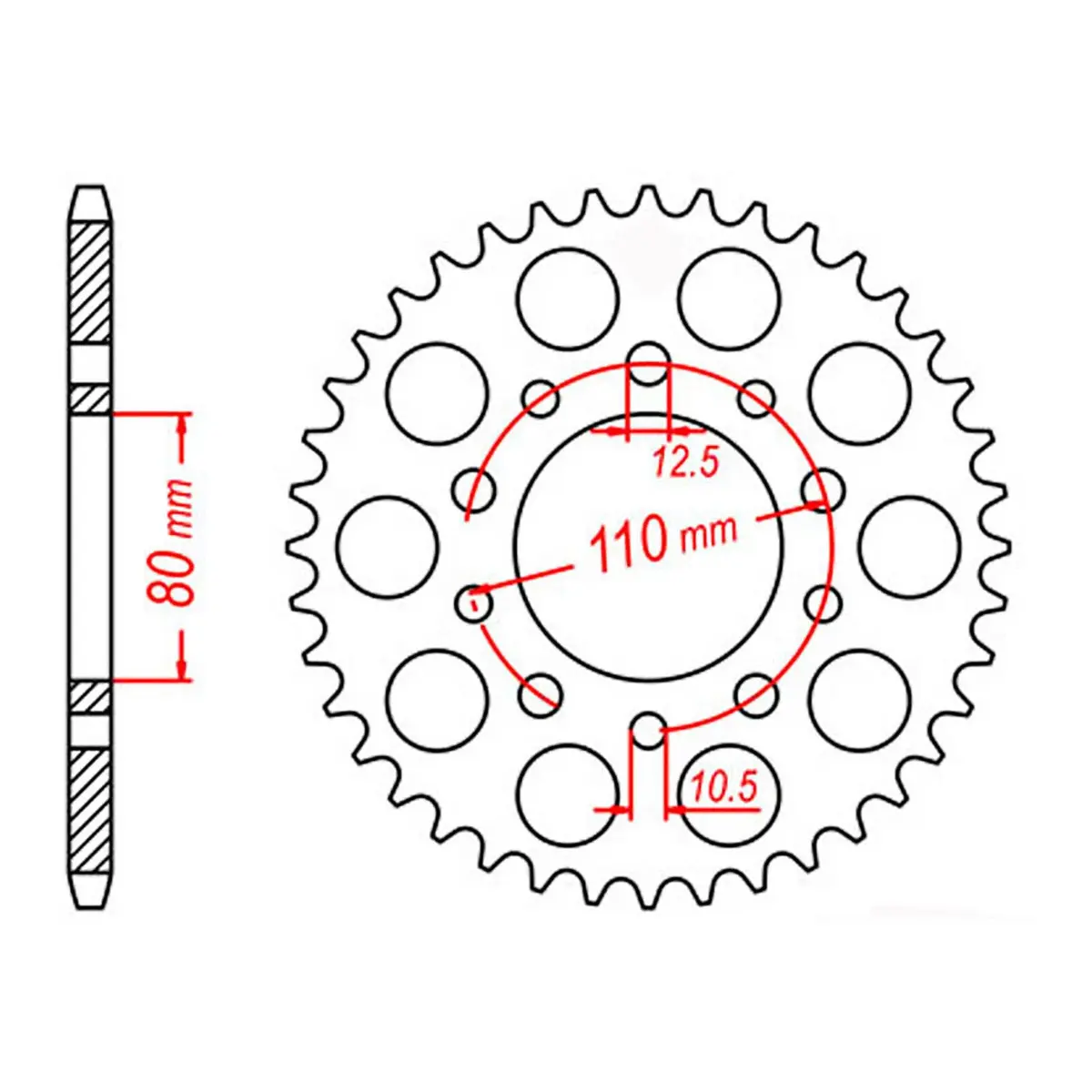 Mtx 1334 Steel Rear Sprocket #530 (11-438) 1