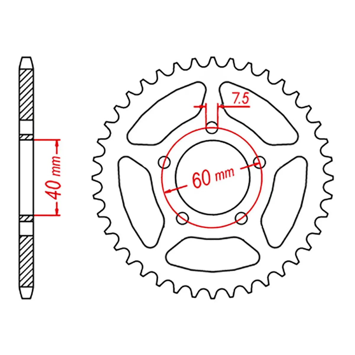 Sprocket Rear Mtx 40T Ktm 50 #415 11-Km3-42 1