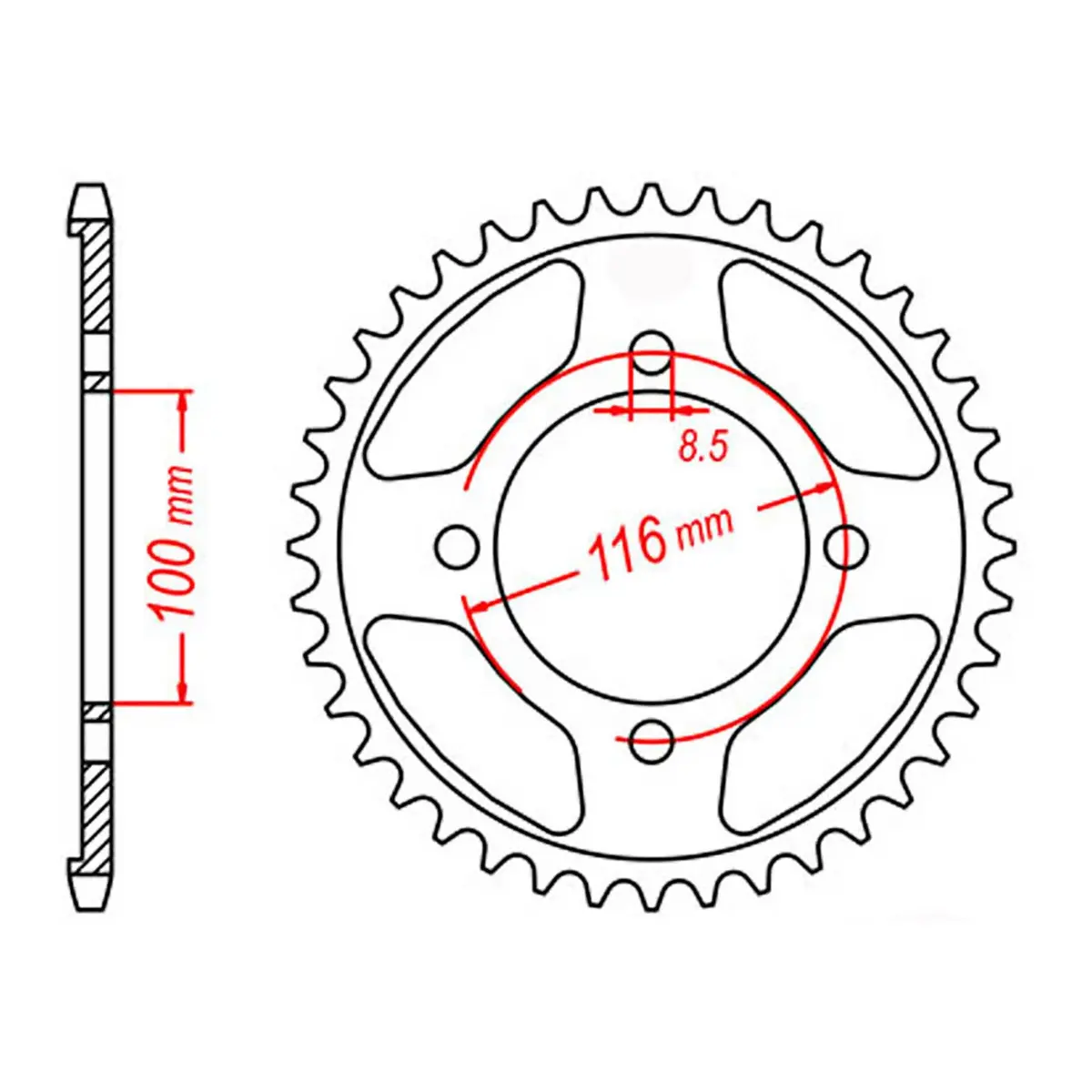 Mtx 462 Steel Rear Sprocket #428 (11-462) 1