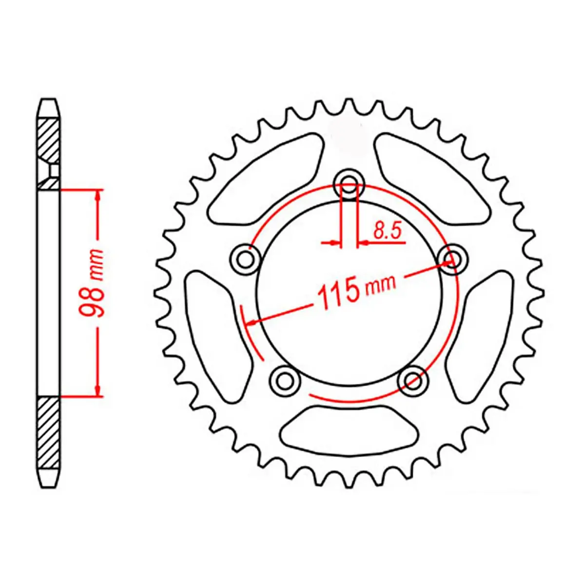 Rear Sprocket Mtx Zero Alloy Mx 894 50T #420 11A-Kmx-50Blk 1