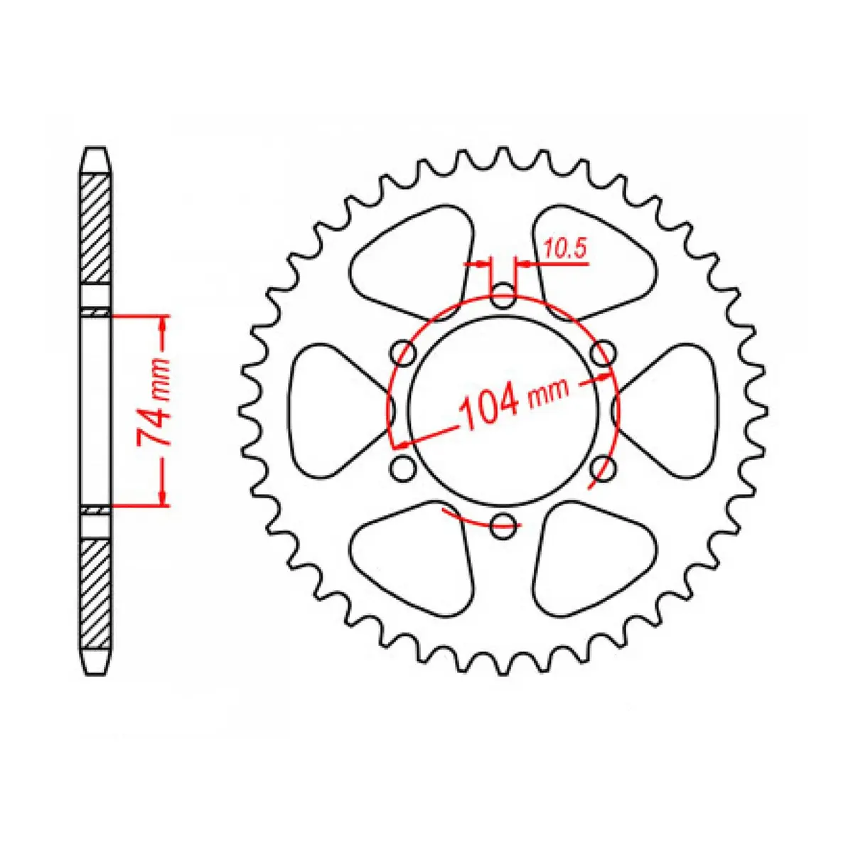 Mtx 481 Steel Rear Sprocket #530 (11-165) 1