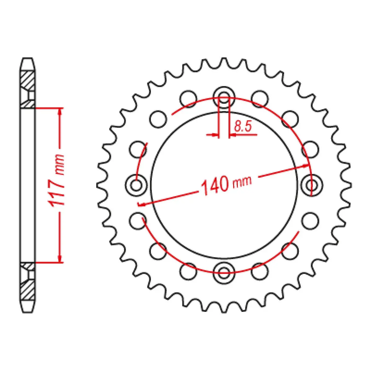 Mtx 831 Steel Rear Sprocket #428 (11-39K) 1