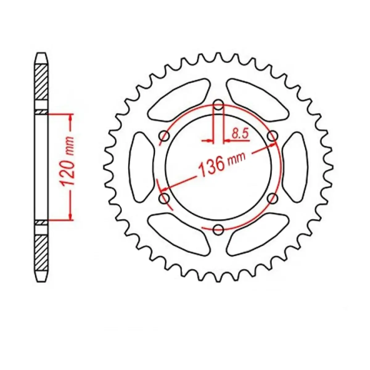 Mtx 846 Steel Rear Sprocket #520 (11-191) 1