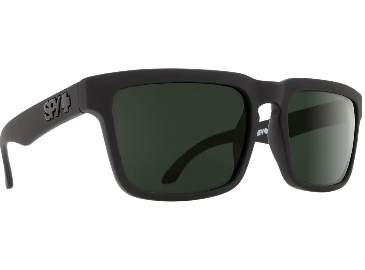 Spy Optic Helm Sunglasses Soft Matte Black W/Happy Gray Green Polar Lens 1