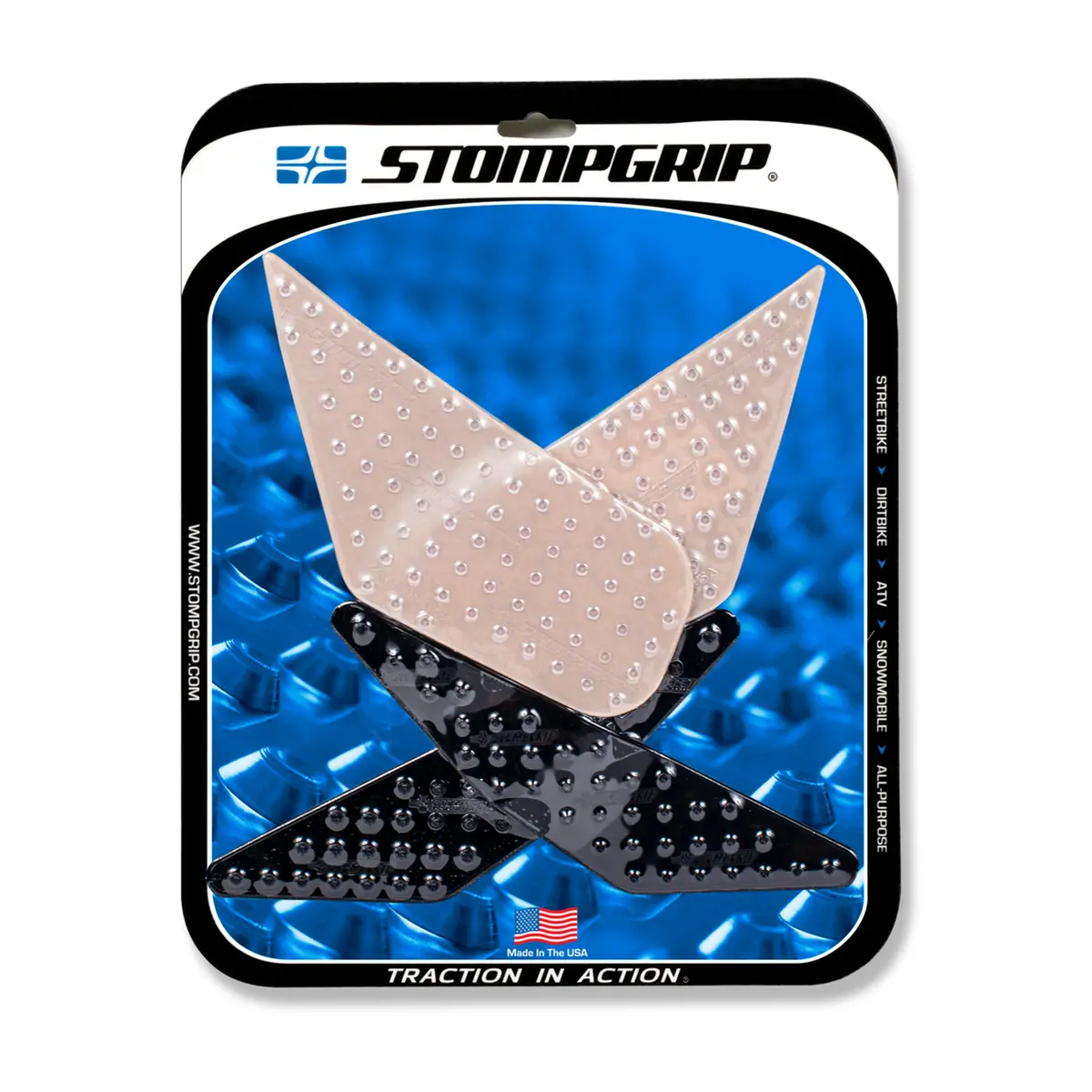 Stompgrip Volcano Tank Grips Clear/Black For Triumph Speed Triple R 16-17/Speed Triple Rs 18-19/Speed Triple S 16-19 1