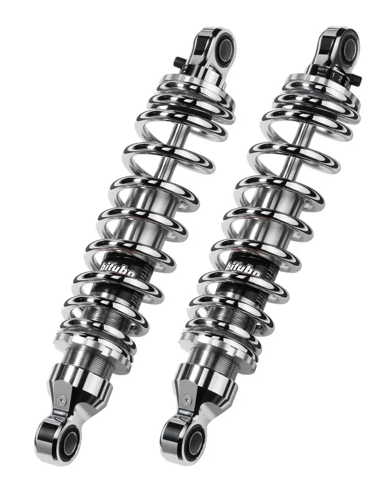 Bitubo Wme43 - Rear Twin Shocks - Chrome Spring [Adjustable: Preload, Rebound] 1